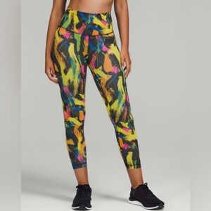Lululemon Wunder Train High-Rise Tight 25" Size 8 Everlux Black Yellow Blue Pink